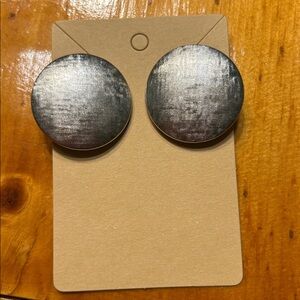 Silver Round Oxidized Finish Minimalist Clip-On Earrings